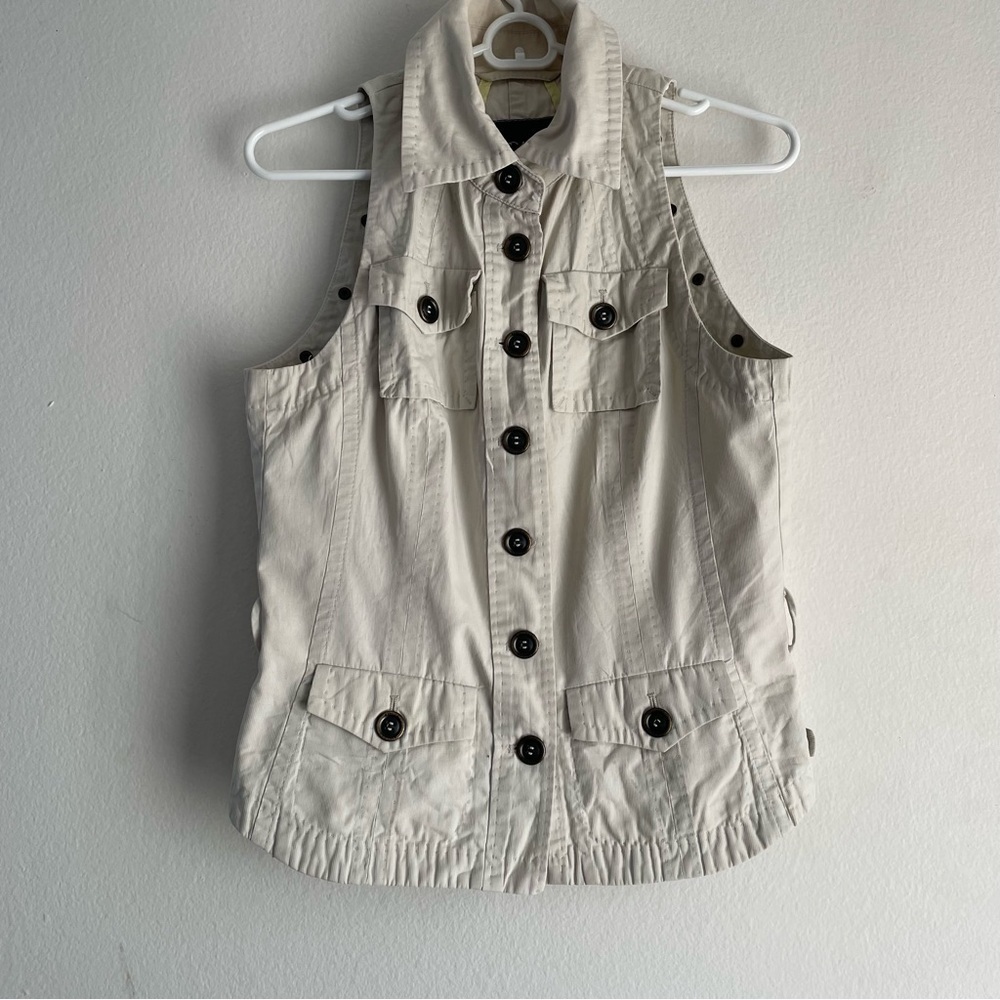 Marc Cain white denim button up waistcoat vest